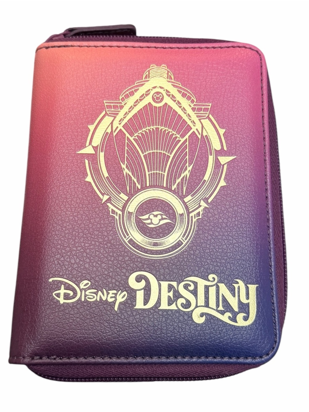 DCL Disney Destiny Maiden Voyage Passport Wallet Cover Ombre Pink and Purple